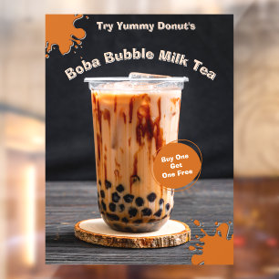 Customise Bubble Boba Tea Doughnut Shop Promo