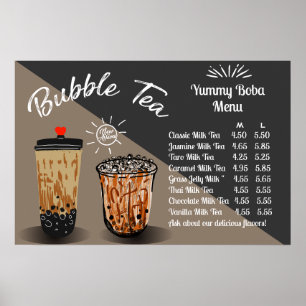 Customise Bubble Tea Boba Doughnut Shop  Poster