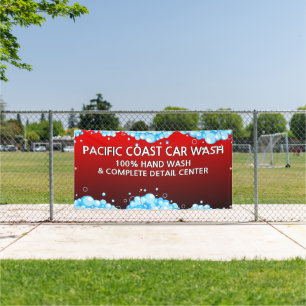 Customise Bubbly Red Car Wash Business Banner