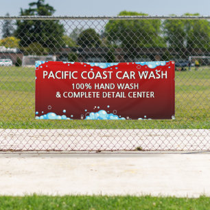 Customise Bubbly Red Car Wash Business Banner