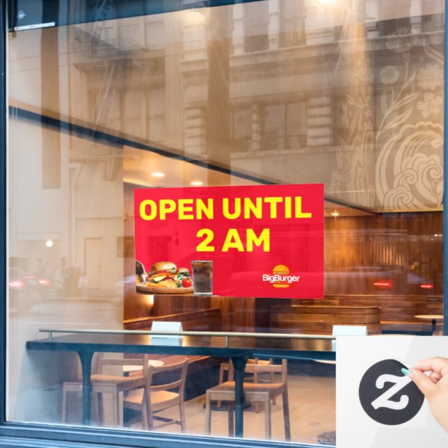 Customise Burger Restaurant  Logo Open Until 2AM   (Cafe Window)