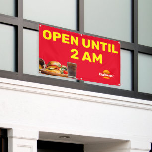 Customise Burger Restaurant Logo Open Until 2AM Banner