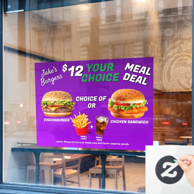 Customise Burger Restaurant Meal Deal Promo  (Cafe Window)