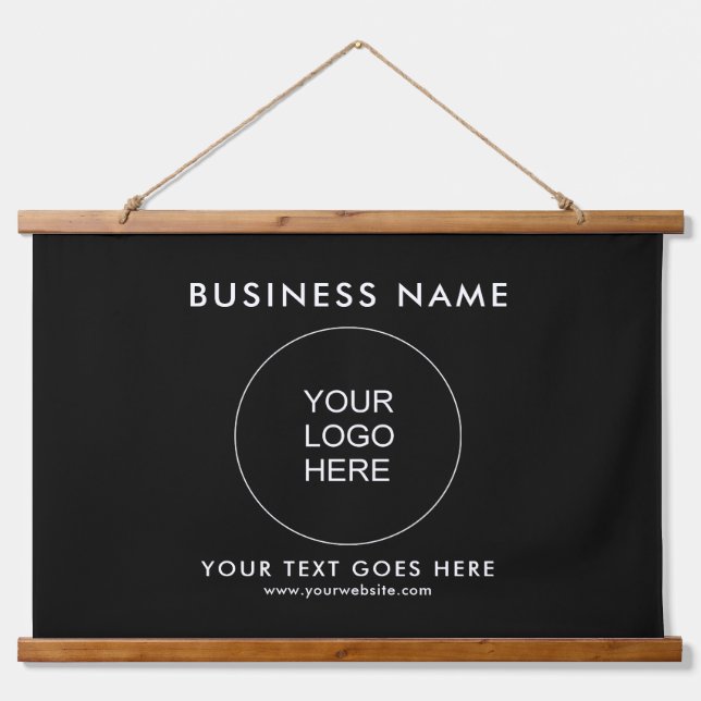 Customise Business Logo Text QR Code Template Hanging Tapestry (Front)