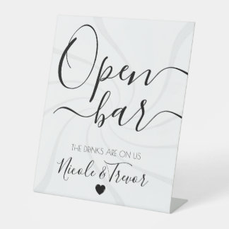 Customise: Calligraphy Heart Retro Open Bar Pedestal Sign