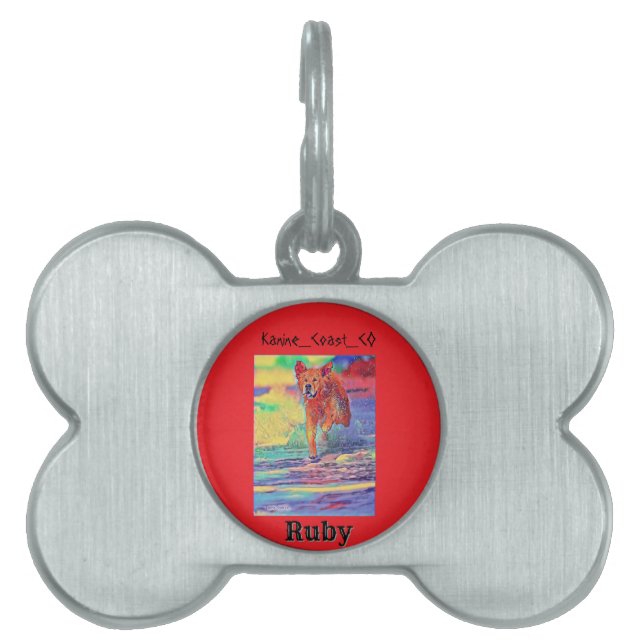 Customise canine on the beach pet  ID tag (Front)