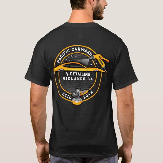 Customise Carwash Detailer Front and Back Gold T-Shirt (Back)