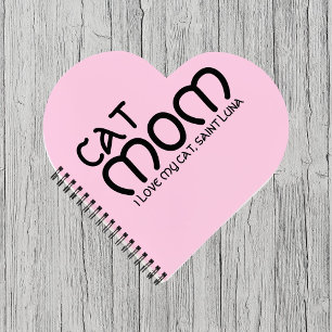 Customise Cat Mum Pet Lover Funny Quote Black Pink Notebook