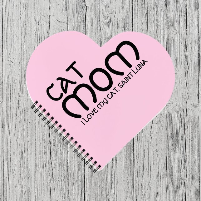 Customise Cat Mum Pet Lover Funny Quote Black Pink Notebook (Creator Uploaded)