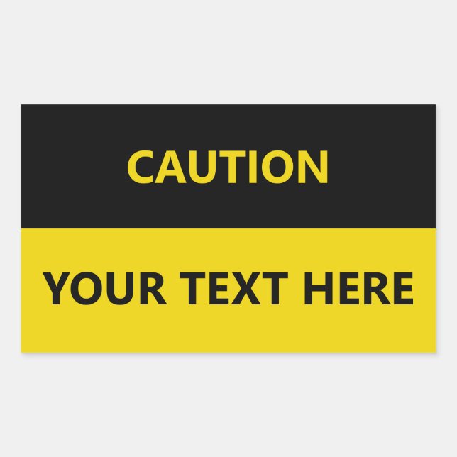 Customise Caution Sign yellow black Rectangular Sticker (Front)