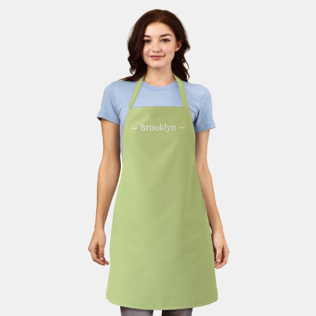customise change name text avocado green apron (Worn)