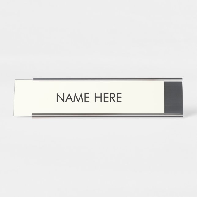 customise, change name text black Ivory Desk Name Plate (Front)