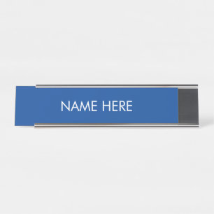 customise, change name text blue white desk name plate