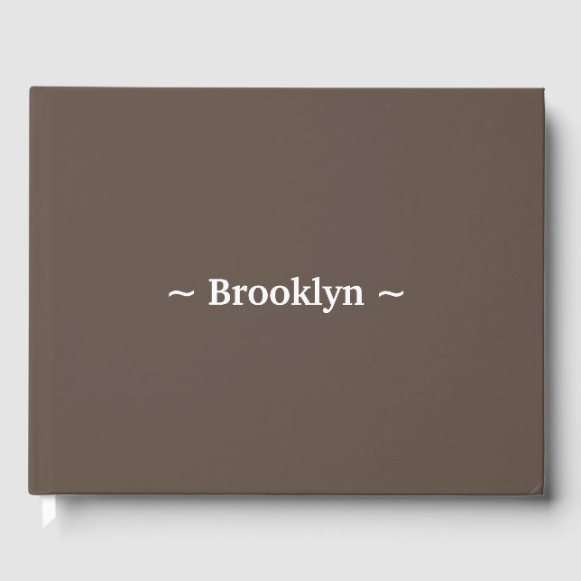customise change name text brown guest book (Front)