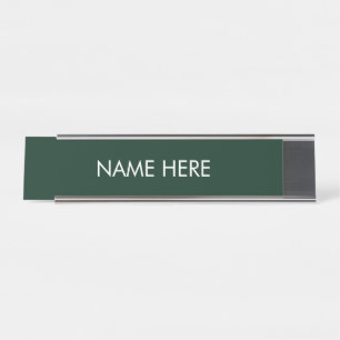 customise, change name text dark green white desk name plate