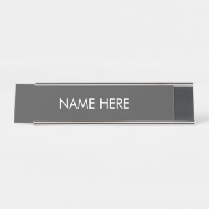 customise, change name text dark grey white desk name plate
