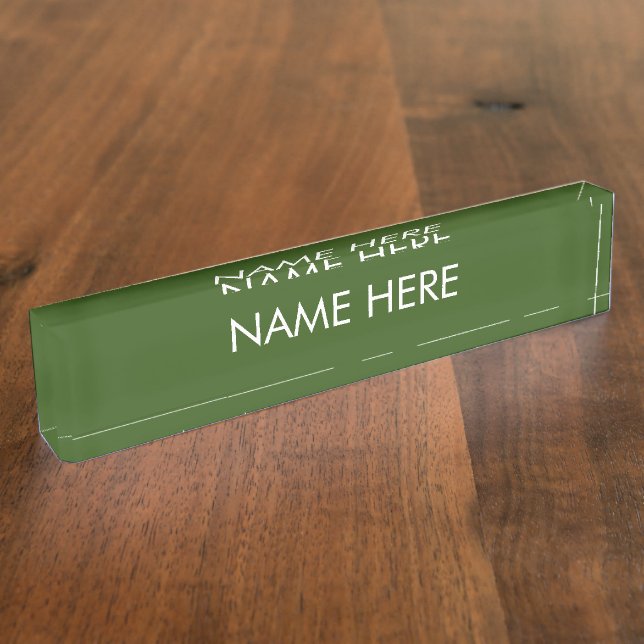 customise, change name text forest green white nameplate (Side)