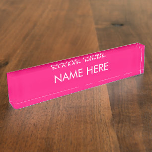 customise, change name text hot pink fuchsia white nameplate