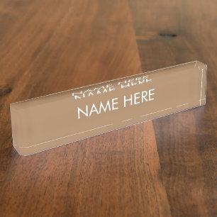 customise, change name text light brown white nameplate