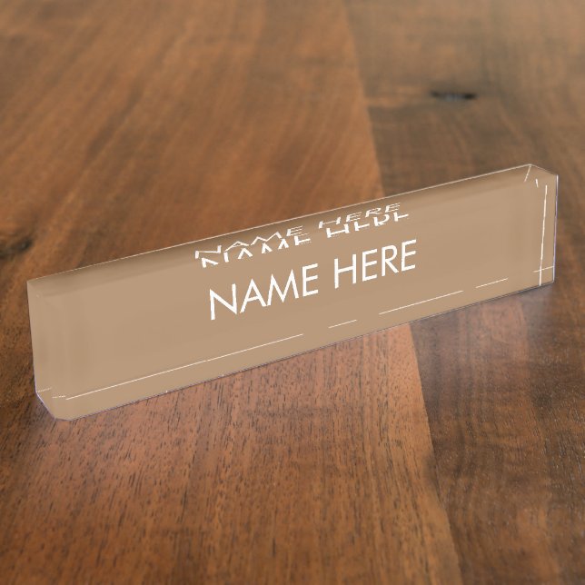 customise, change name text light brown white nameplate (Side)