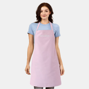 customise change name text light pink white apron