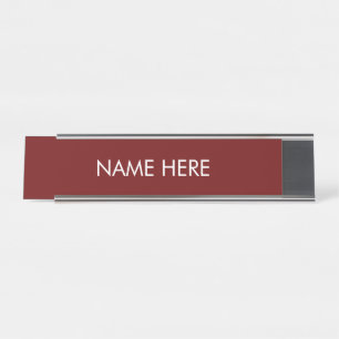 customise, change name text maroon wine white desk name plate