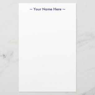 customise change name text navy blue white stationery