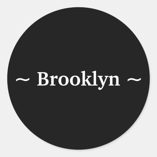 customise change name text white black classic round sticker (Front)