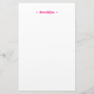 customise change name text white fuchsia pink stationery