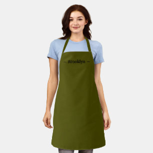 customise change name text white olive moss green apron