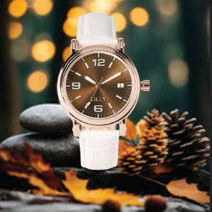 Customise Chic Monogram Girly Gold Metal Watch
