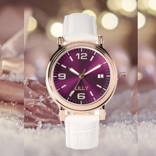 Customise Chic Monogram Girly Hot Pink Metal Watch