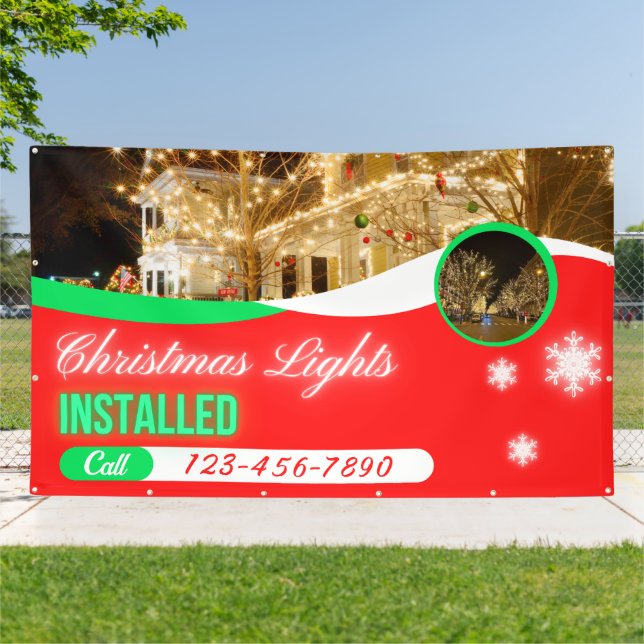 Customise Christmas Lights Decorations Installed Banner (Outside)