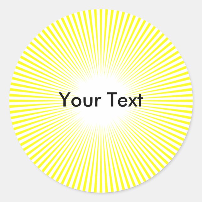Customise Circle Sun Rays Yellow Sticker (Front)