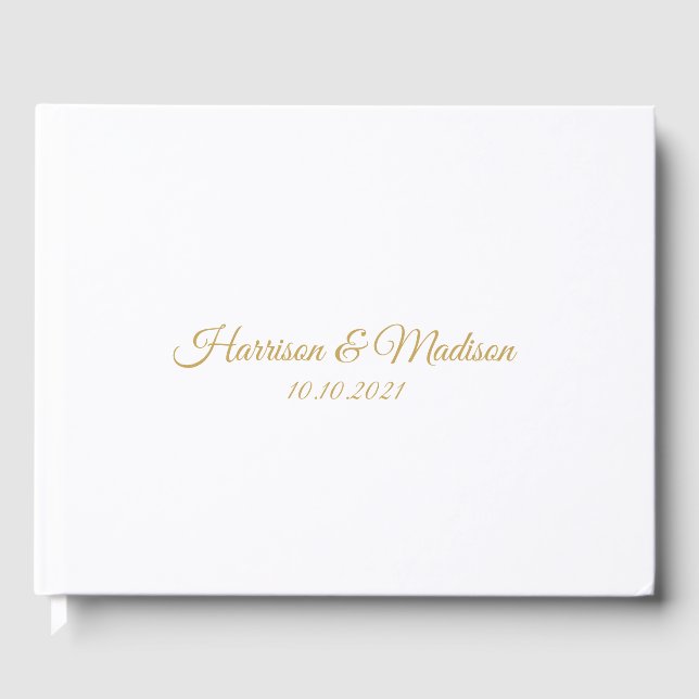 customise classic elegant text Wedding Guest Book (Front)