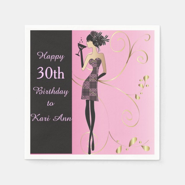 Customise Classy Birthday for Her Napkin (Front)
