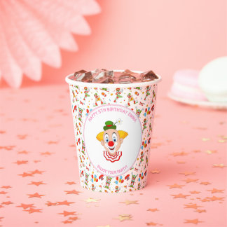 Customise Clown Birthday Party Little Girl Fun Paper Cups