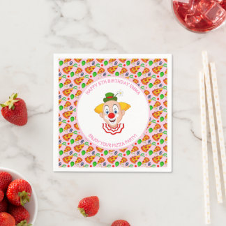 Customise Clown Pizza Birthday Party Little Girl Napkin
