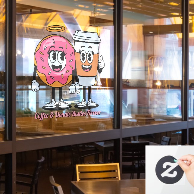 Customise Coffee And Doughnuts Besties Forever Pro (Restaurant Window)