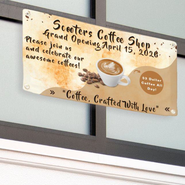 Customise Coffee Shop Grand Opening Special Day  Banner (Outside Building)