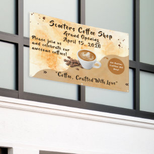 Customise Coffee Shop Grand Opening Special Day  Banner