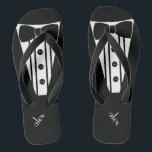 Customise Colour Tuxedo -Groomsmen Thongs<br><div class="desc">The perfect touch to your destination beach or poolside wedding. CUSTOMIZE THE COLOR- flip flops with a black formal tuxedo, white shirt and bow tie image. Your groomsmen will help you marry in style with these fashionable "Formal Tuxedo Flip-Flops" Add a matching wedding style for the bridesmaids! Please visit my...</div>