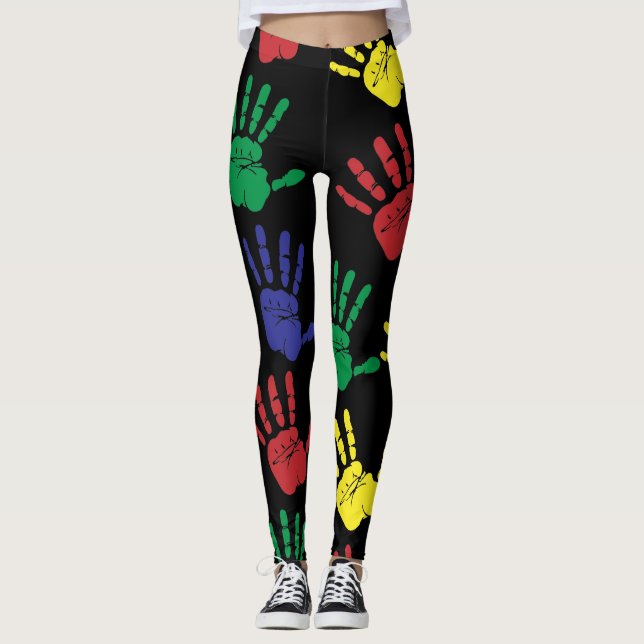 Customise Colourful Handprints Leggings (Front)