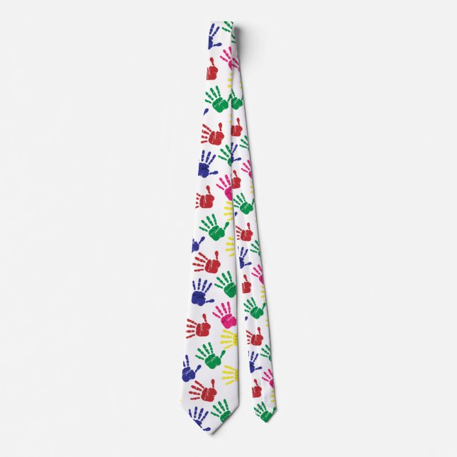 Customise Colourful Handprints Tie (Front)