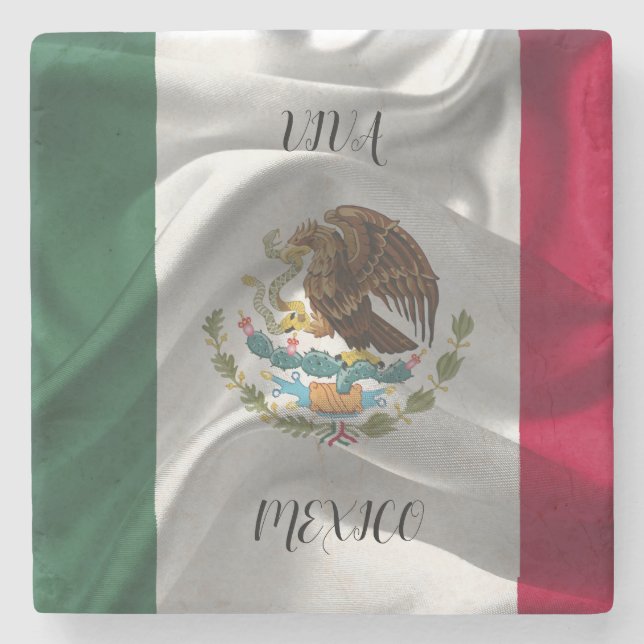 Customise Cool Mexico Flag Design Stone Coaster (Front)
