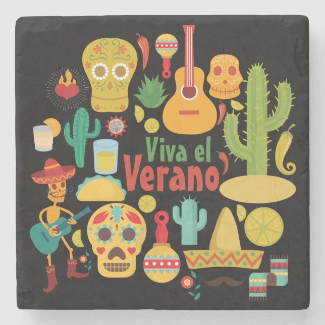 Customise Cool Mexico Monuments Design Stone Coaster (Front)