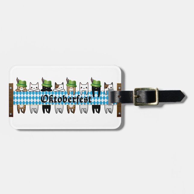 Customise Cool Oktoberfest Cat Design Luggage Tag (Front Horizontal)