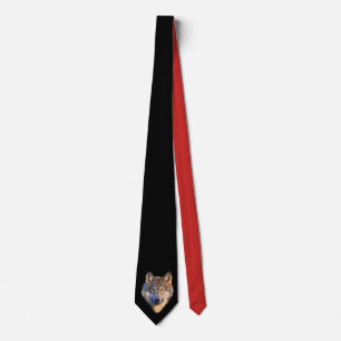 Customise Cool Red-Black Tie with Wolf Head