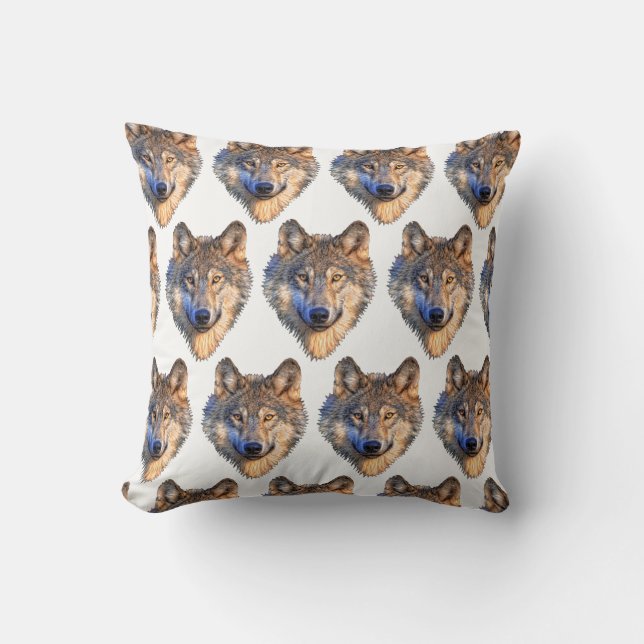 Customise Cool Wolf Head Cushion (Front)