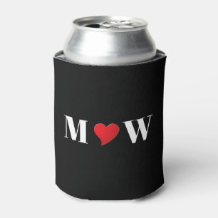 Customise Couple initials A Loves B red heart Can Cooler